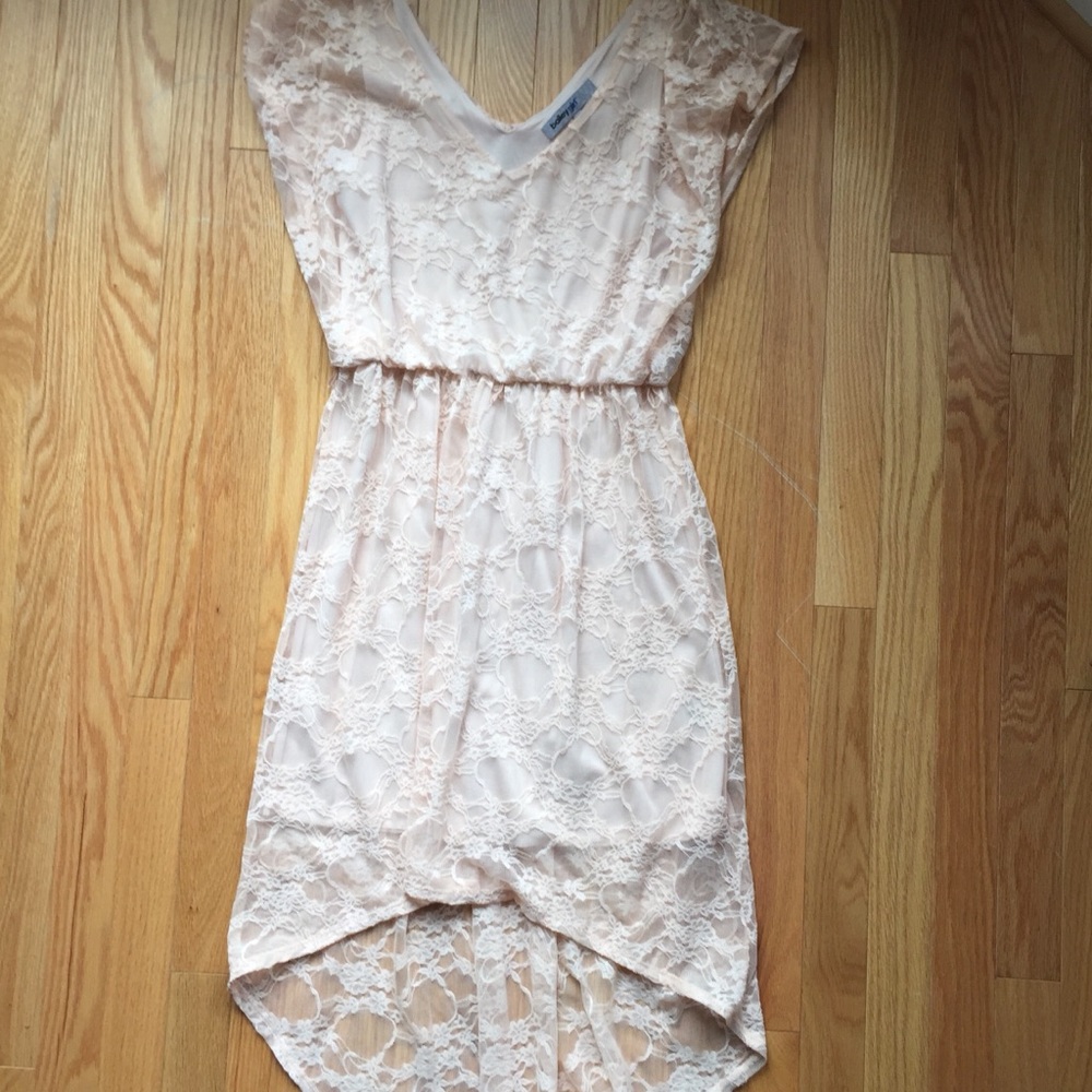 High Low Pink Lace Dress